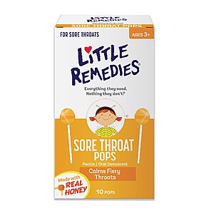 10-Count Little Remedies Sore Throat Pops Real Honey $3.45 w/ S&S and more + Free Shipping w/ Prime or on $35+