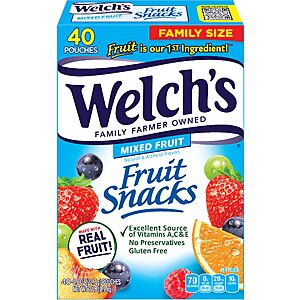 40-Count Welch's Fruit Snacks (Mixed Fruit) $6.36 w/ S&S + Free Shipping w/ Prime or on $35+