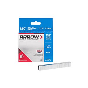 1250-Count Arrow 508 Heavy Duty T50 1/2" Leg Length, 3/8" Crown Staples $2.97 + Free Shipping w/ Prime or on $35+