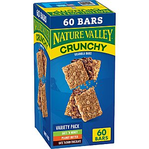 90-Count Nature Valley Crunchy Granola Bar Pouches (Variety Pack or Oats n' Honey) $20.60 w/ Subscribe & Save + Free Shipping