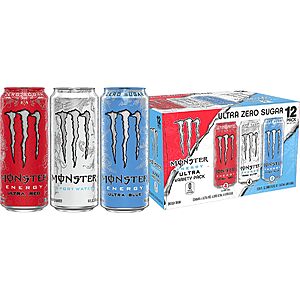 12-Pack 16-Oz Monster Energy Ultra 3 Flavor Variety Pack Sugar Free Energy Drink (Zero Ultra, Ultra Red, Ultra Blue) $14.03 w/ S&S + Free Shipping w/ Prime or on $35+