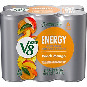 6-Pack 8-Oz V8 +ENERGY Energy Drink (Various Flavors) from $3.25 w/ Subscribe & Save