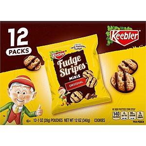 12-Count 1-Oz Keebler On-The-Go Fudge Stripes Cookies $5.13 w/ S&S + Free Shipping w/ Prime or on $35+