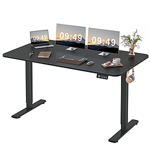 Furmax Electric Height Adjustable Standing Desk Large 55 x 24 Inches Sit Stand Up Desk Home Office Computer Desk Memory Preset with T-Shaped Metal Bracket, Black $99.99