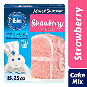 Pillsbury Moist Supreme Premium Strawberry, Chocolate, Yellow or White Cake Mix, 15.25 Oz Box $1 + Free Pickup or Delivery w/ W+