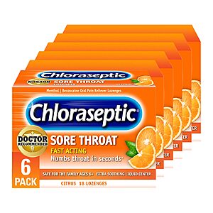 (108-Count) Chloraseptic Sore Throat Lozenges, Citrus $9 + FS w/ S&S