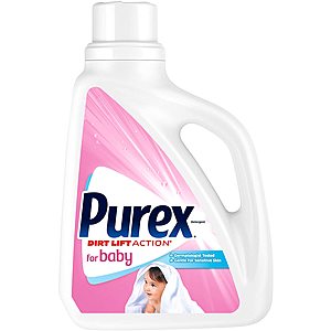Purex Liquid Laundry Detergent, Baby, 75 oz (50 loads) $3.25 w/ S&S FS w/Prime or $25+
