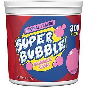 Super Bubble Gum, Original, 54 Ounce Tub (300 Pieces) - $6.45 FS w/ S&S