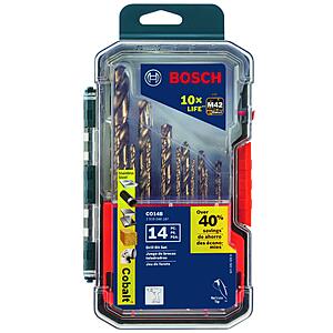 14-Piece Bosch Cobalt M42 Twist Drill Bit Set with Case $27.41 + free s/h