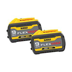 2-Pack DeWalt Flexvolt 20V/60V MAX 9Ah Batteries $219 + Free Shipping