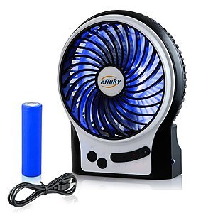 Efluky USB 3 Speed Rechargeable (18650) Portable Fan $8.50