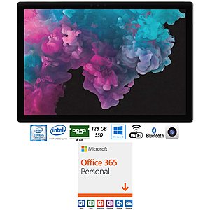 Microsoft Surface Pro 6 12.3" Tablet: i5-8250U, 8GB, 128GB SSD + Microsoft Office 365 $599 + free s/h