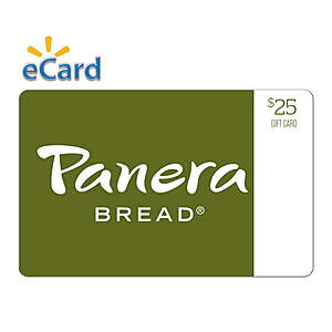 Walmart.com has discounted Panera Bread e-gift cards $25 for $20 or $50 for $40