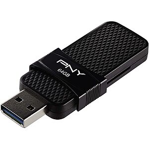 64GB PNY Duo Link USB 3.1 Type-C OTG Flash Drive $13